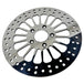 A Moto Iron® King Spoke 11.5" Front Brake Rotor Harley Softail, Touring, Dyna, & Sportster 84-13 Polished with a polished finish on a white background.