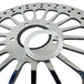 A Moto Iron® King Spoke 11.5" Front Brake Rotor Harley Softail, Touring, Dyna, & Sportster 84-13 Polished with a polished finish on a white background.