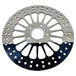 A Moto Iron® King Spoke 11.5" Front Brake Rotor Harley Softail, Touring, Dyna, & Sportster 84-13 Polished with a polished finish on a white background.