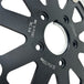 A TC Bros. 12.6in Oversized Front Floating Brake rotor for Harley Models, showcasing its corrosion resistance, placed against a white background.