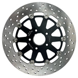 A TC Bros. 12.6in Oversized Front Floating Brake rotor for Harley Models, showcasing its corrosion resistance, placed against a white background.