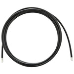 Two Moto Iron® Universal Cut-To-Length Brake Lines, one in stainless steel finish and one in black, both with exposed ends, shown on a white background—ideal for hydraulic brake systems.
