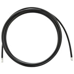 Two Moto Iron® Universal Cut-To-Length Brake Lines, one in stainless steel finish and one in black, both with exposed ends, shown on a white background—ideal for hydraulic brake systems.