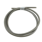 Two Moto Iron® Universal Cut-To-Length Brake Lines, one in stainless steel finish and one in black, both with exposed ends, shown on a white background—ideal for hydraulic brake systems.