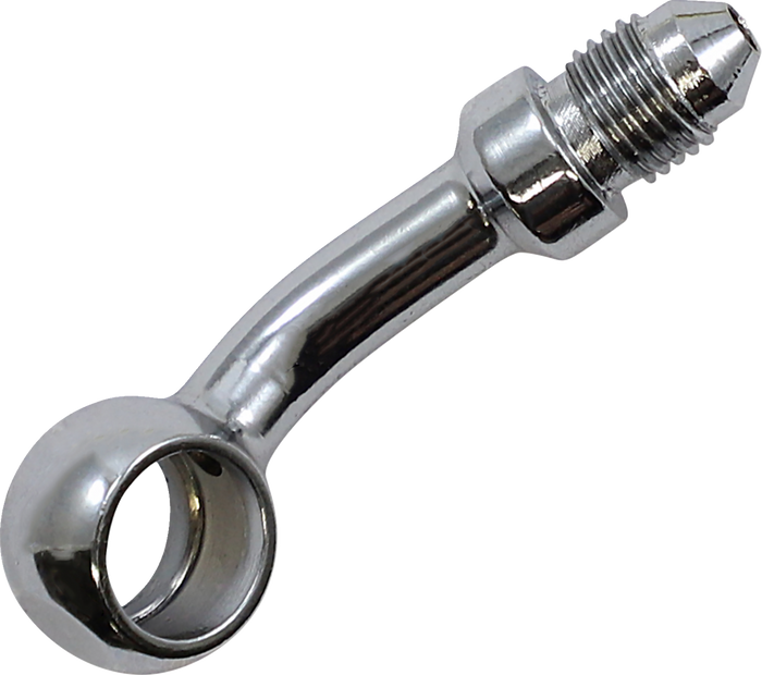 Four Goodridge Universal Brake Line Fittings for Cut-To-Length Brake Lines, each with a 90-degree metal end, are displayed on a white background—ideal for custom brake line installations.