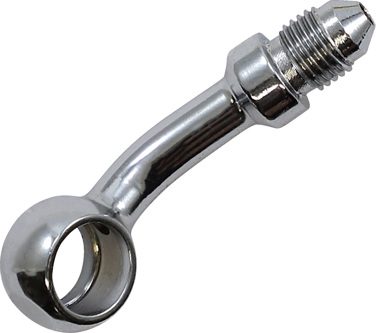 Four Goodridge Universal Brake Line Fittings for Cut-To-Length Brake Lines, each with a 90-degree metal end, are displayed on a white background—ideal for custom brake line installations.