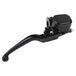The Moto Iron® OEM Style 11/16" Front Brake Master Assembly for Harley 1996-2017, designed for dual disc systems, is elegantly positioned at an angle on a white background with an integrated reservoir.