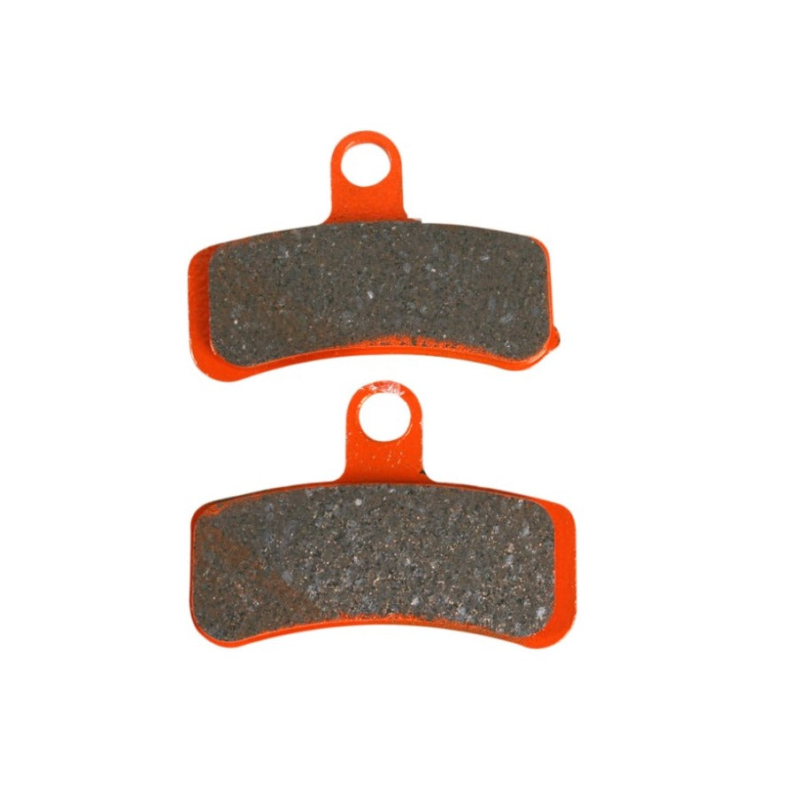Two EBC Semi Sintered (V) Brake Pads For Harley 08-17 FLD/FXD/FXDC/FXDF on a white background.