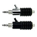 The Moto Iron® Rear Master Cylinder for 1992-1994 Harley-Davidson Touring features black accordion-style dust boots, silver threaded connectors, and sturdy metal mounting points.