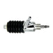 The Moto Iron® Rear Master Cylinder for 1992-1994 Harley-Davidson Touring features black accordion-style dust boots, silver threaded connectors, and sturdy metal mounting points.