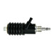 The Moto Iron® Rear Master Cylinder for 1992-1994 Harley-Davidson Touring features black accordion-style dust boots, silver threaded connectors, and sturdy metal mounting points.