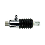 Two Moto Iron® Rear Master Cylinders for 1997-1998 Harley-Davidson Touring, featuring black rubber boots and metal fittings, are displayed side by side on a white background.