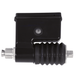 Two L-shaped Mid-USA Rear Brake Master Cylinders for 1991-2005 Harley-Davidson Dyna, one matte black and one metallic silver with ribbed black sections, are displayed side by side on a white background.