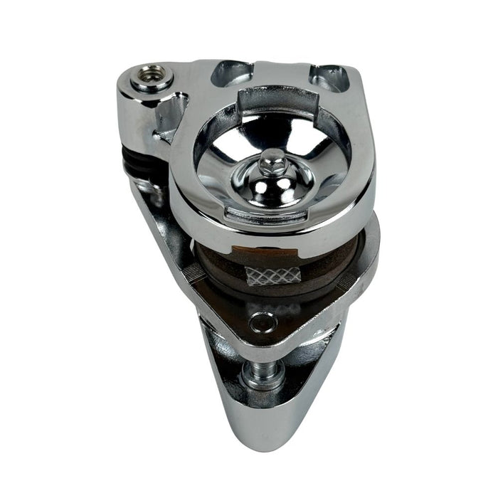 Two polished chrome Mid-USA Chrome Caliper Set for 1984-1999 Harley-Davidson Big Twin and Sportster motorcycle brake calipers.