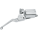 Two Drag Specialties Front Master Cylinders for 1982-1995 Harley-Davidson motorcycles—one chrome, one matte black—are shown side by side on a white background.