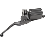 Two Drag Specialties Front Master Cylinders for 1982-1995 Harley-Davidson motorcycles—one chrome, one matte black—are shown side by side on a white background.