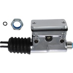 Two Drag Specialties Rear Master Cylinders for L1987-1999 Harley-Davidson Softail are shown, chrome-plated with black rubber boots, a blue metal nut, and a small black O-ring.
