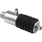 Two Drag Specialties Rear Master Cylinders for L1987-1999 Harley-Davidson Softail are shown, chrome-plated with black rubber boots, a blue metal nut, and a small black O-ring.