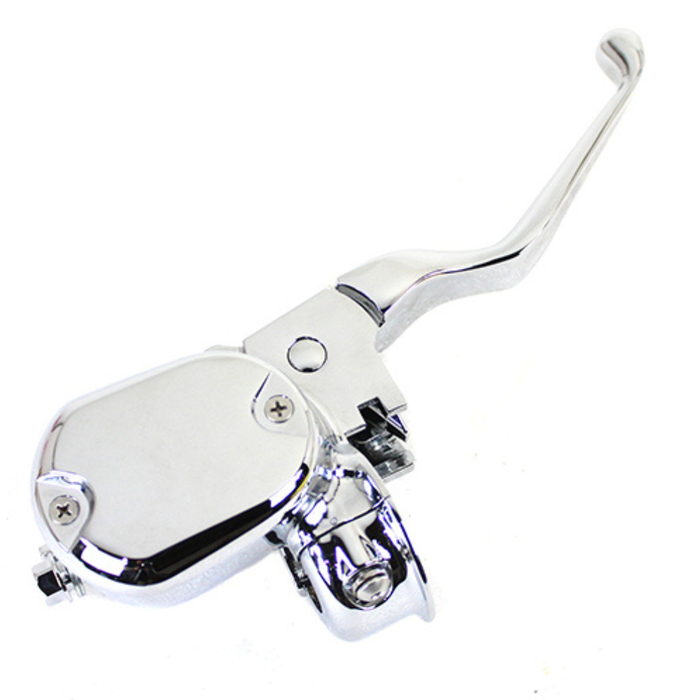 A black and a chrome Wyatt Gatling Front Master Cylinder brake lever for 2007-2013 Harley-Davidson Sportster are shown side by side on a white background.