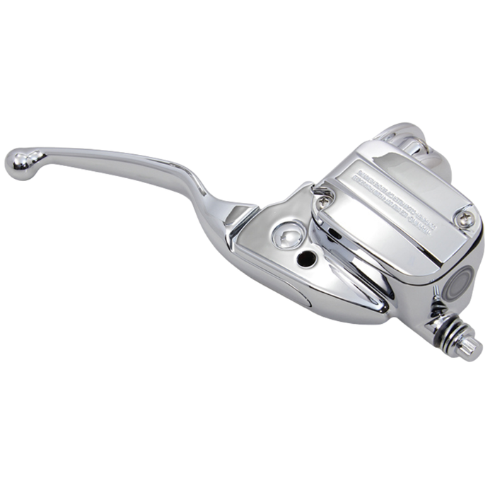 Two Wyatt Gatling Front Master Cylinders for 2014-2016 Harley-Davidson Touring are shown side by side in chrome and matte black finishes, perfect for upgrades or customization. Both are viewed from the side.