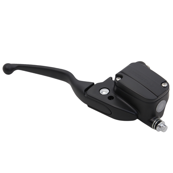 Two Wyatt Gatling Front Master Cylinders for 2014-2016 Harley-Davidson Touring are shown side by side in chrome and matte black finishes, perfect for upgrades or customization. Both are viewed from the side.
