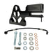 TC Bros. Pro Series Rear Radial Brake Bracket for 2018-Up Harley-Davidson M8 Softail, by TC Bros. Shown in black metal with multiple mounting holes, the kit includes a small attached hose, two bolts, a screw, washers, and copper rings—all arranged below on a white background—ideal for radial caliper conversion.
