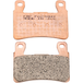 Two metallic EBC brake pads are shown, one featuring a text label and the other revealing the textured friction surface. Designed for 2015-2024 Harley-Davidson Softail, Sportster Roadster, and select metric applications, these EBC HH Fully Sintered Brake Pads provide exceptional stopping power and long-lasting durability.