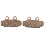 Two EBC HH Fully Sintered Brake Pads for 2018-Up Harley-Davidson Softail models, featuring mounting holes, are displayed side by side on a white background.