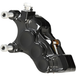 Four Arlen Ness Ness-Tech Differential Bore Front Calipers for 2008-Up Harley-Davidson, two in black and two in chrome, shown from different angles.