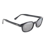 A pair of KD's Sunglasses KD XL in silver with rectangular lenses and slightly curved arms, featuring a lightweight design and UV protection, placed on a plain white background.