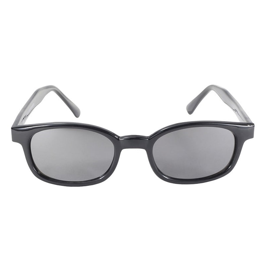 A pair of KD's Sunglasses KD XL in silver with rectangular lenses and slightly curved arms, featuring a lightweight design and UV protection, placed on a plain white background.