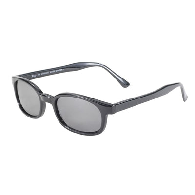 A pair of KD's Sunglasses KD XL in silver with rectangular lenses and slightly curved arms, featuring a lightweight design and UV protection, placed on a plain white background.