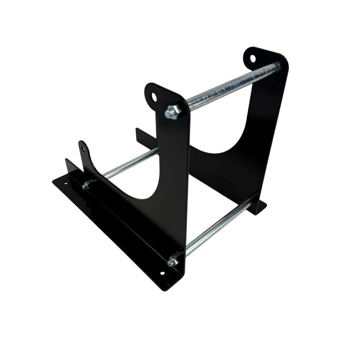 The TC Bros. Engine Stand for 1970-1985 Yamaha XS650 motors features a durable black metal U-shaped frame and two horizontal bars, ideal for securely mounting XS650 engines or similar heavy components.