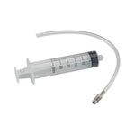 A Reverse Brake Bleeder Tool with a needle attached to a fluid reservoir, made by Moose Racing.