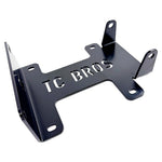 TC Bros. Engine Stand for 2000-2017 Harley-Davidson Twin Cam B Motor For Softail is a durable black metal bracket with multiple holes and "TC BROS" cutout, ideal for convenient engine maintenance. Photographed on a white background.