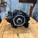 TC Bros. Engine Stand for 2000-2017 Harley-Davidson Twin Cam B Motor For Softail is a durable black metal bracket with multiple holes and "TC BROS" cutout, ideal for convenient engine maintenance. Photographed on a white background.