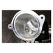 A S&S Cycle Premium 55mm CNC Ported Black Manifold throttle body on a black surface.