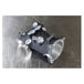 An image of a Premium 55mm CNC Ported Black Manifold for M8 Models by S&S Cycle on a metal surface with performance.