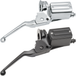 Two Drag Specialties Front Master Cylinders for 1982-1995 Harley-Davidson motorcycles—one chrome, one matte black—are shown side by side on a white background.