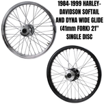 The Moto Iron® 21” × 2.15” front wheel fits 1984-1999 Harley-Davidson Big Twin models and Moto Iron Springers.