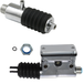 Two Drag Specialties Rear Master Cylinders for L1987-1999 Harley-Davidson Softail are shown, chrome-plated with black rubber boots, a blue metal nut, and a small black O-ring.