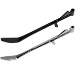 Introducing the Moto Iron® Chrome +1" Kickstand for 1989-2003 Sportster models (excluding Hugger Models)*, crafted from high-strength steel and featuring a durable mounting bracket, ideal for accommodating extended front forks.