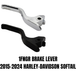 A close-up of the 1FNGR Brake Lever for 2015-2024 Harley-Davidson Softail, featuring a metallic chrome finish, displayed on a white background.