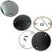 Three Moto Iron® Universal Points/Ignition Covers for 1970-2022 Harley-Davidson motorcycles are displayed on a white background, each featuring a round metal design with screw holes and shown alongside included gaskets, screws, and an Allen wrench.