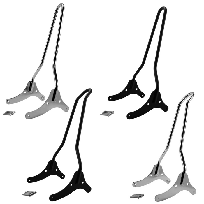 TC Bros. Sissy Bar for Harley-Davidson Sportster 2004-2022, available in chrome and black finishes with mounting hardware. Stylish bolt-on support from TC Bros.—perfect fit for 2004-2022 Sportster models.