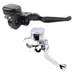 A black and a chrome Wyatt Gatling Front Master Cylinder brake lever for 2007-2013 Harley-Davidson Sportster are shown side by side on a white background.