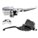 The Drag Specialties Front Master Cylinder for 2008-2013 Harley-Davidson Touring, shown in chrome and black with attached lever and mounting hardware, is displayed isolated on a white background.