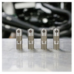 Four identical S&S Hydraulic Lifters by S&S Cycle, designed for 1999-2025 Harley-Davidson Big Twin and Sportster, are arranged in a row against a white background. Ideal for reducing valve train noise.