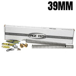 Assorted mechanical springs, including Race Tech Suspension Gold Valve & Fork Spring Kit (.80KG) Fits Sportster & Dyna 39mm, and fasteners displayed on a white background optimized for suspension performance.