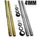 A set of TC Bros. chrome fork tubes with a hard chrome finish on a white background.